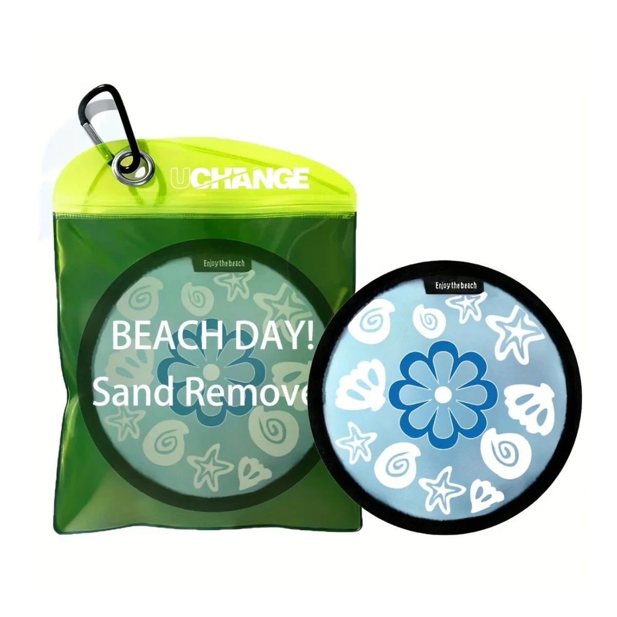 Sand Removing Beach Towel Pad With Carry Pouch 1