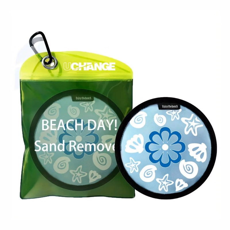 Sand Removing Beach Towel Pad With Carry Pouch