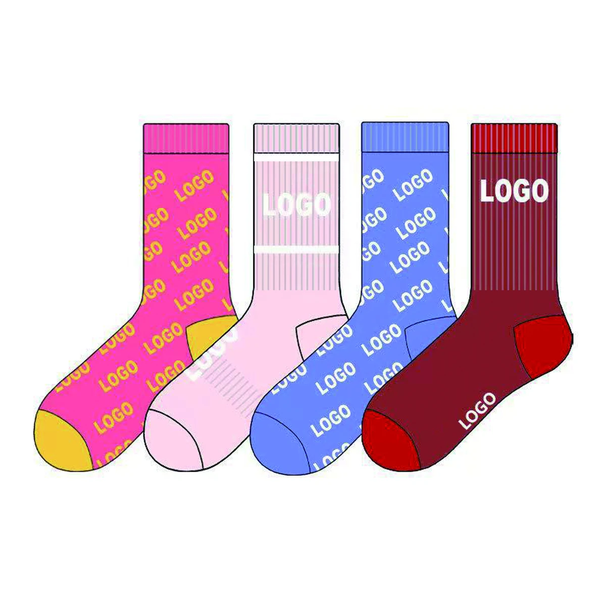 Cotton Sports Socks Full Color MOQ 50 1