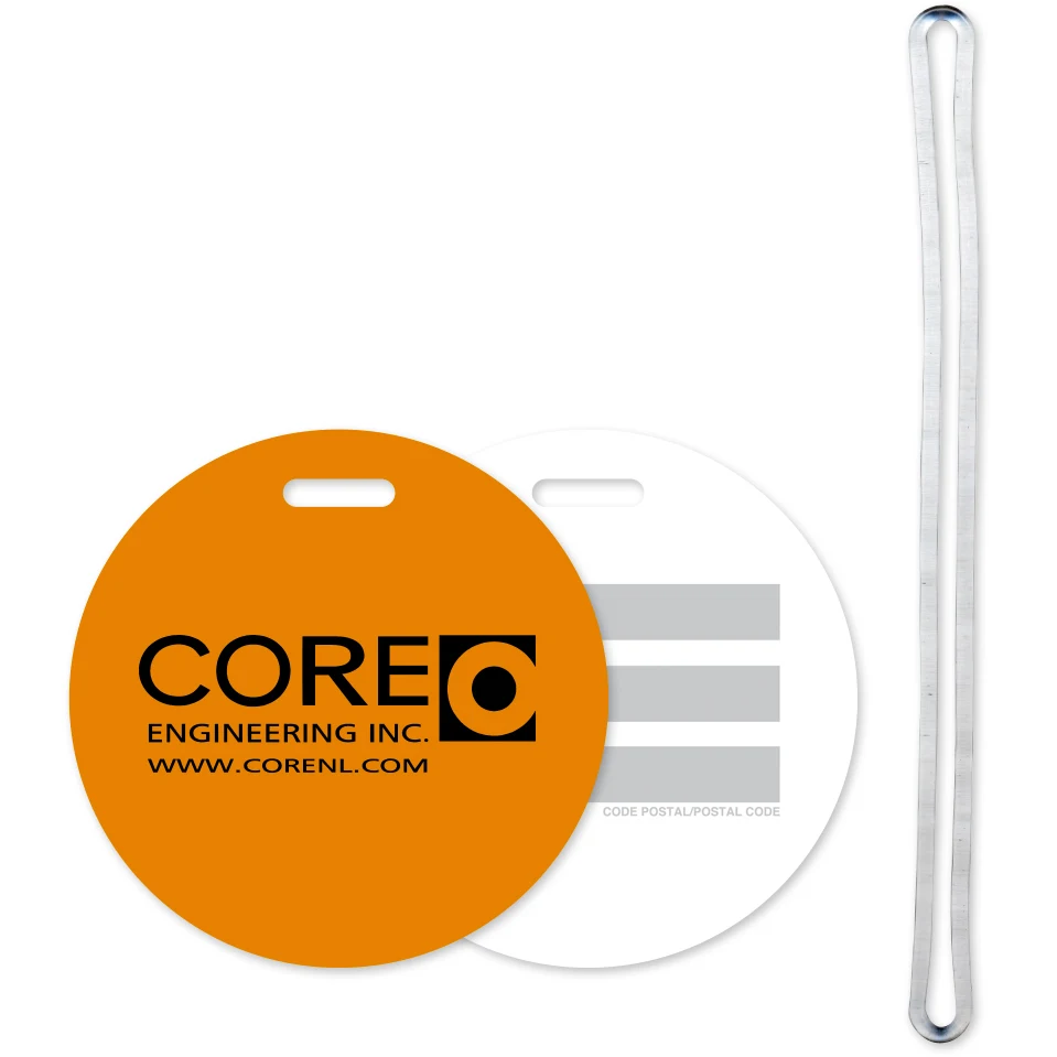 Luggage Tag 3" Mini Round Spot Colour Front Imprint Write-On Panels on Back with 6" Loop 1