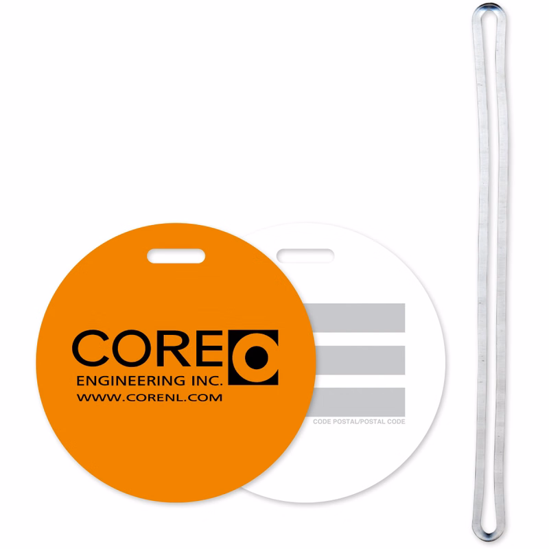 Luggage Tag 3" Mini Round Spot Colour Front Imprint Write-On Panels on Back with 6" Loop