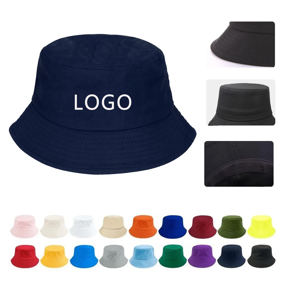 Classic Solid Cotton Bucket Hat Casual Outdoor Essential 1