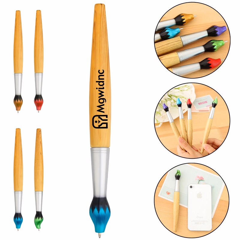Creative Calligraphy Style Ballpoint Pen with Wood Grain Twist Design - Smooth Writing