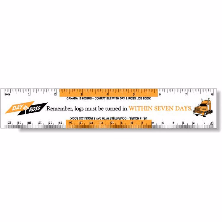 .020 White Plastic Rulers 1.5"x8.25" Rectangle / Square Corner, Spot Colour