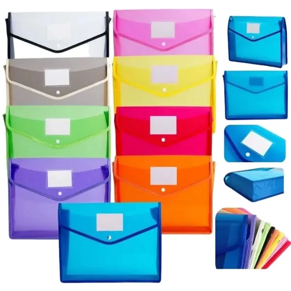 Custom A4 3D Snap-Button Document Bag with Label — Organized Office Document Storage 1