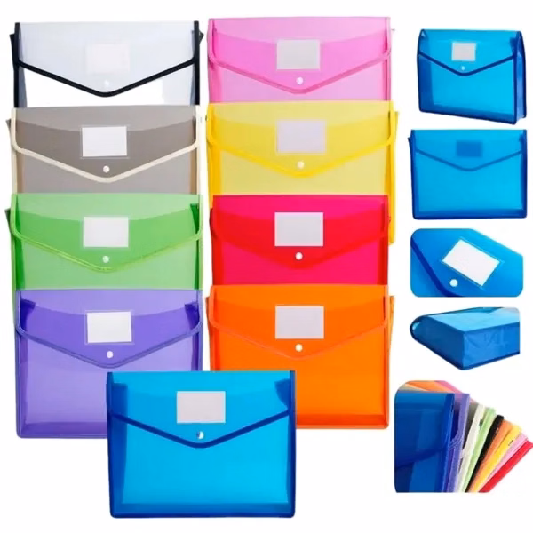 Custom A4 3D Snap-Button Document Bag with Label — Organized Office Document Storage