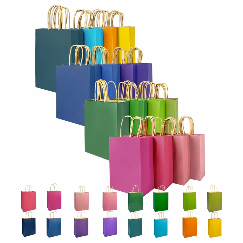 Colorful Kraft Paper Gift Bags with Handles