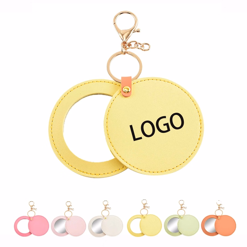 Portable Leather Double Sided Mirror Keychain