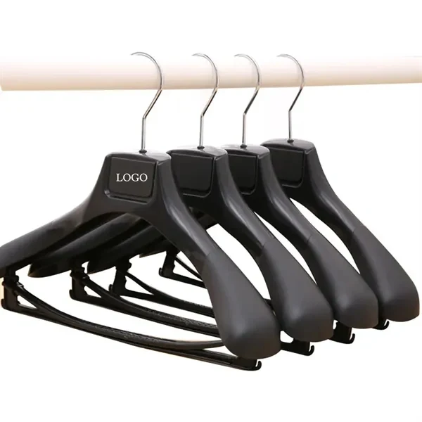 Custom Plastic Wide-Shoulder Suit Hanger with Tie Hooks — Apparel Care Item 1