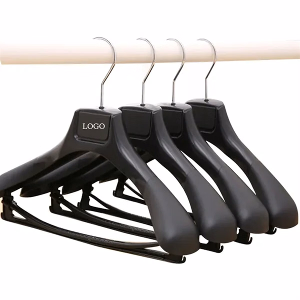 Custom Plastic Wide-Shoulder Suit Hanger with Tie Hooks — Apparel Care Item