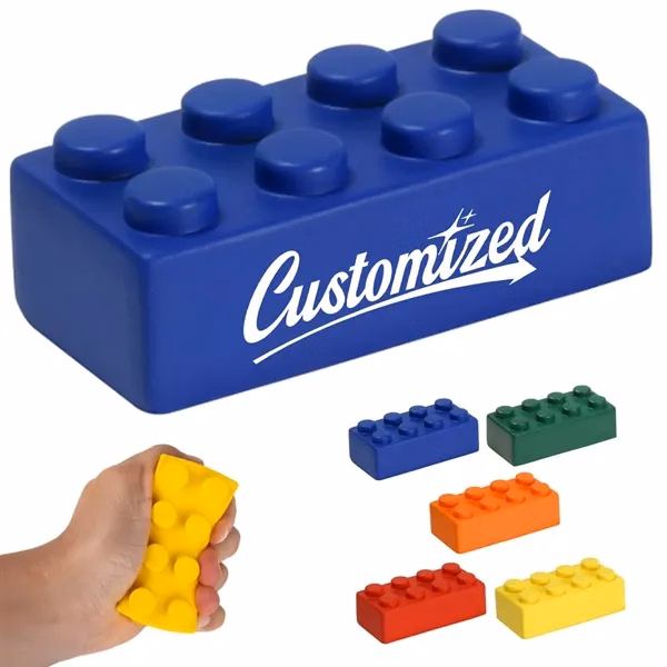 Custom Building Block Shaped PU Foam Stress Reliever — Nostalgic Playful Squeeze Toy