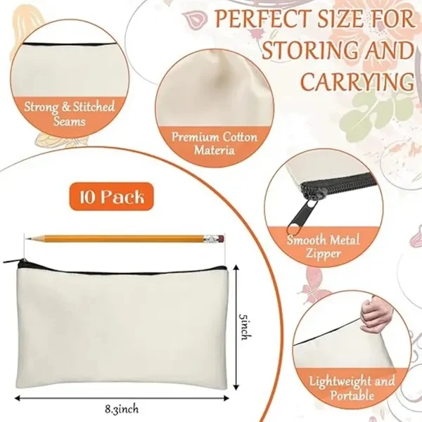 Custom 8.66 inch Canvas Pencil Case & Organizer — Blank DIY Customization Bag 1