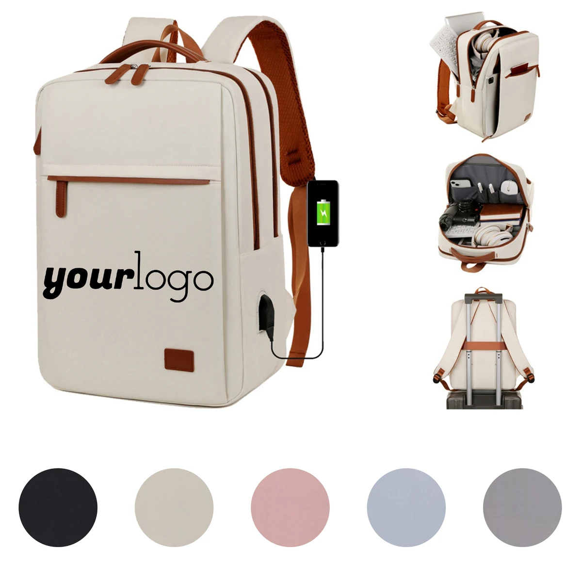 Accented Travel Backpack with Charging Function 1