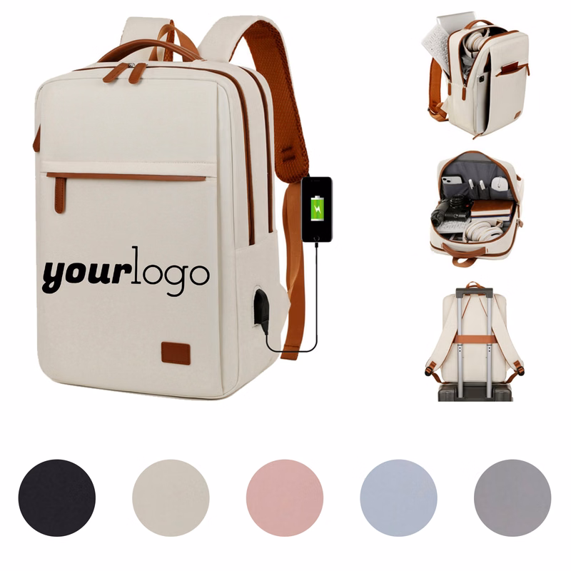 Accented Travel Backpack with Charging Function