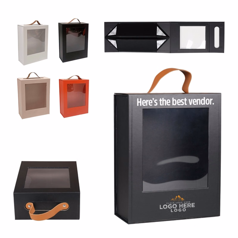 MOQ 50 Eco-Friendly Foldable Gift Box With Carry Handle