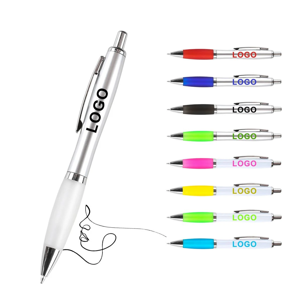 Custom Printed Plastic Clicker Round Stylus Pen, custom pen with logo imprint 1