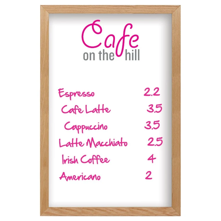 Wall Oak Frame Wet-Erase Board - 24"w x 36"h 1