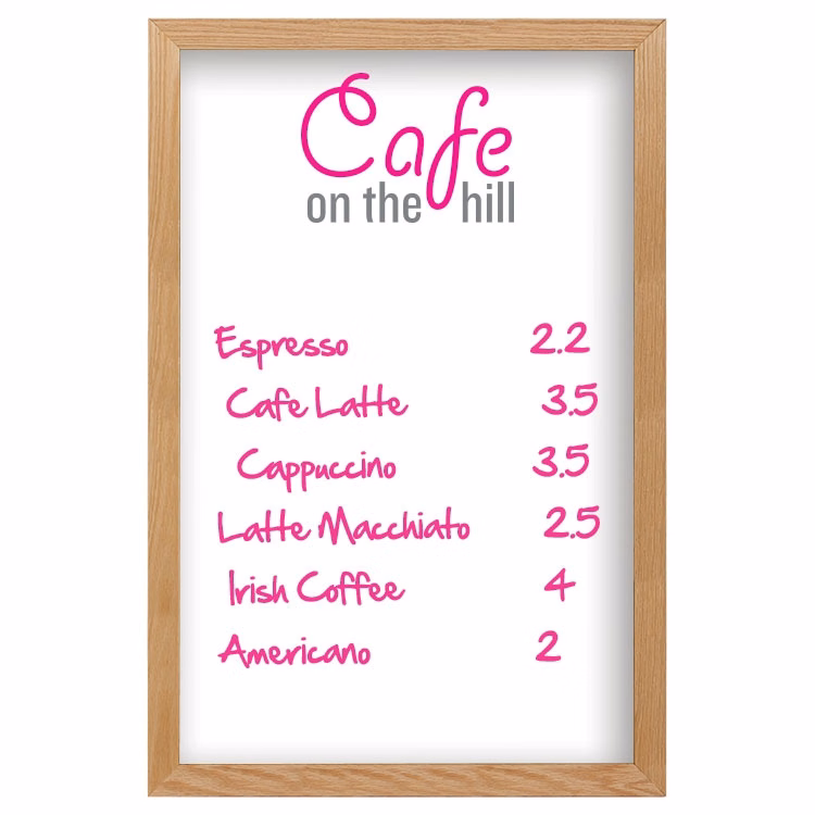 Wall Oak Frame Wet-Erase Board - 24"w x 36"h
