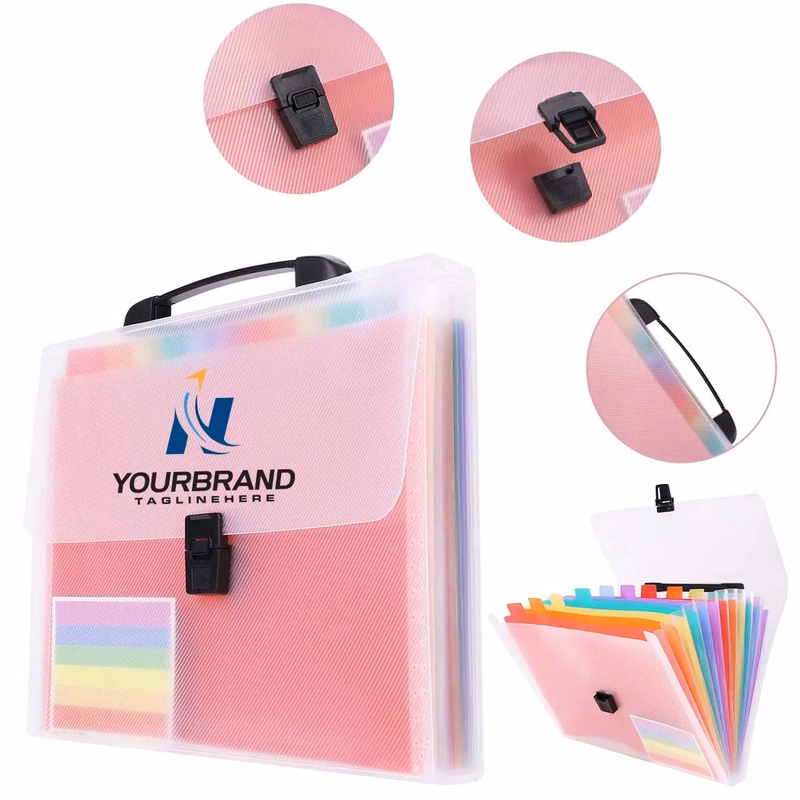 A4 13 Pockets Rainbow Expanding Accordion Handle File Folder