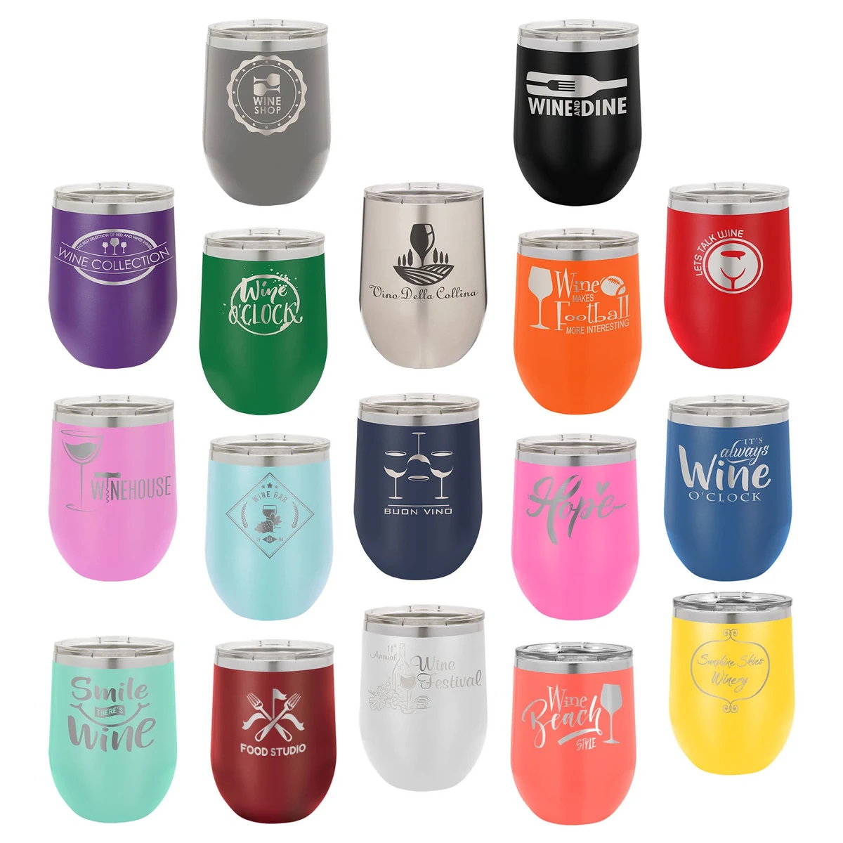 Polar Camel 12 Oz. Vacuum Insulated Stemless Wine Tumbler With Lid 1