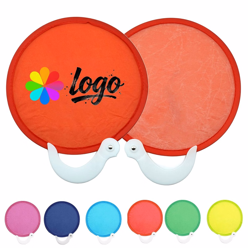 Round Handheld Folding Flying Disc Fan With Handle