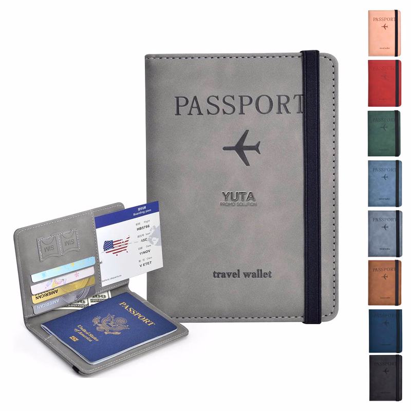 Stylish Pu Leather Rfid Travel Passport Holder