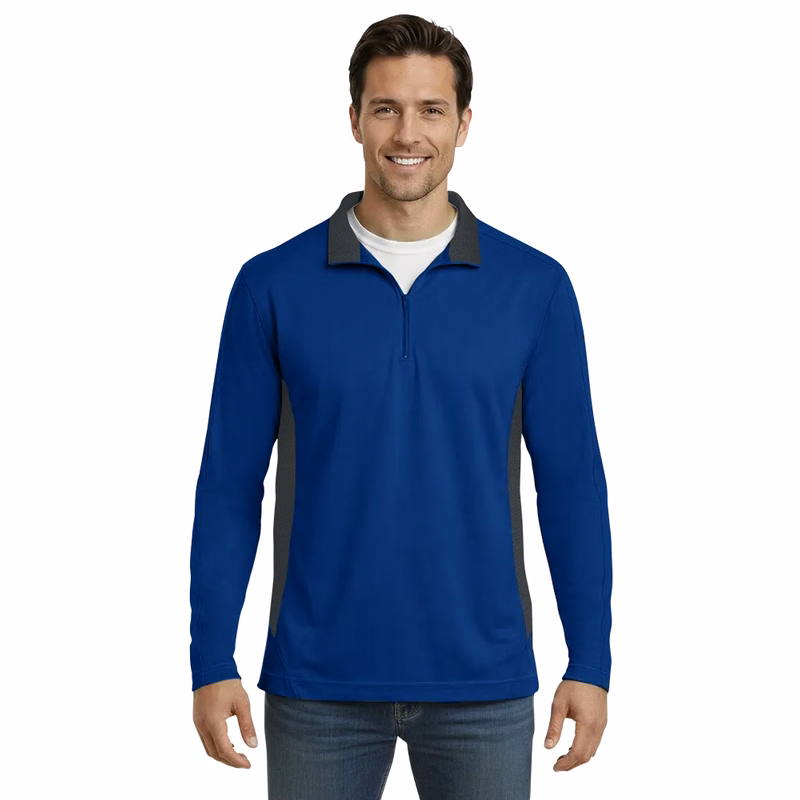 Men's Wicking Colorblock L/S Zip Pullover