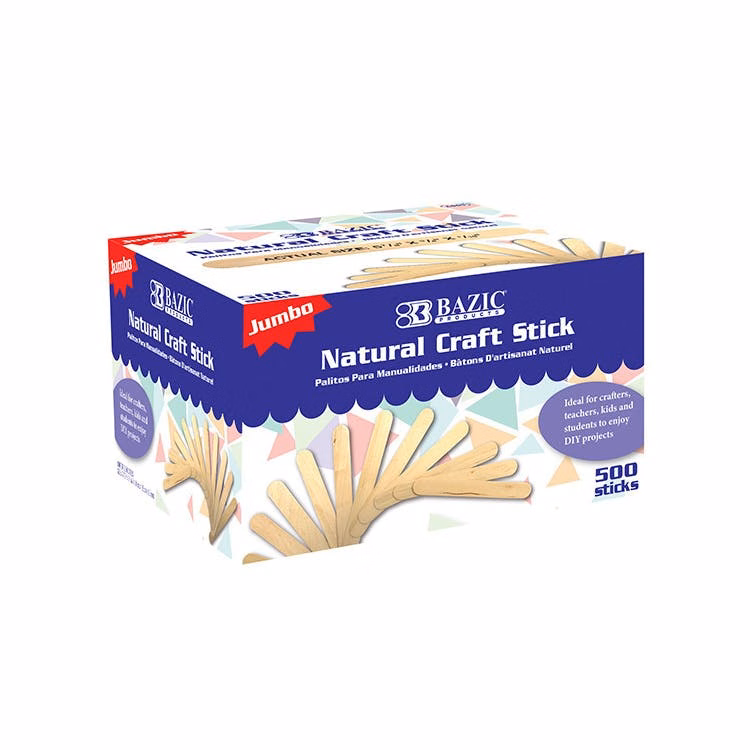 Natural Craft Sticks - Jumbo 500 Pack