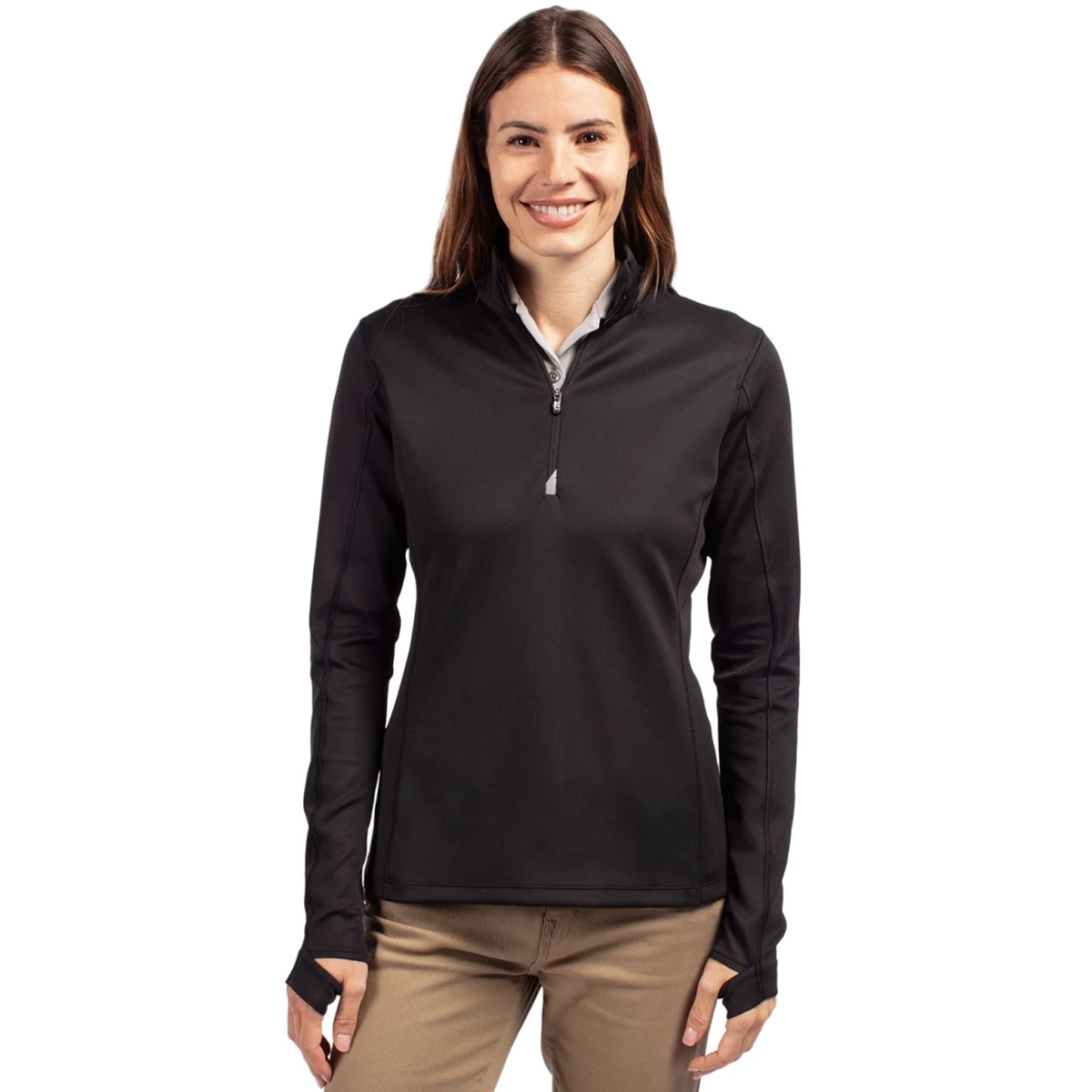 Cutter & Buck Traverse Recycled Smooth Stretch Womens Quarter Zip Pullover 1