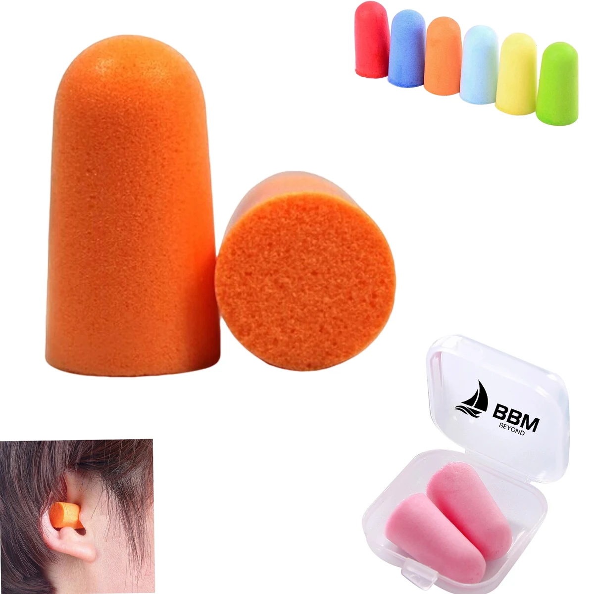 PU Foam Hearing Protection Earplugs w/ Clear Case 1