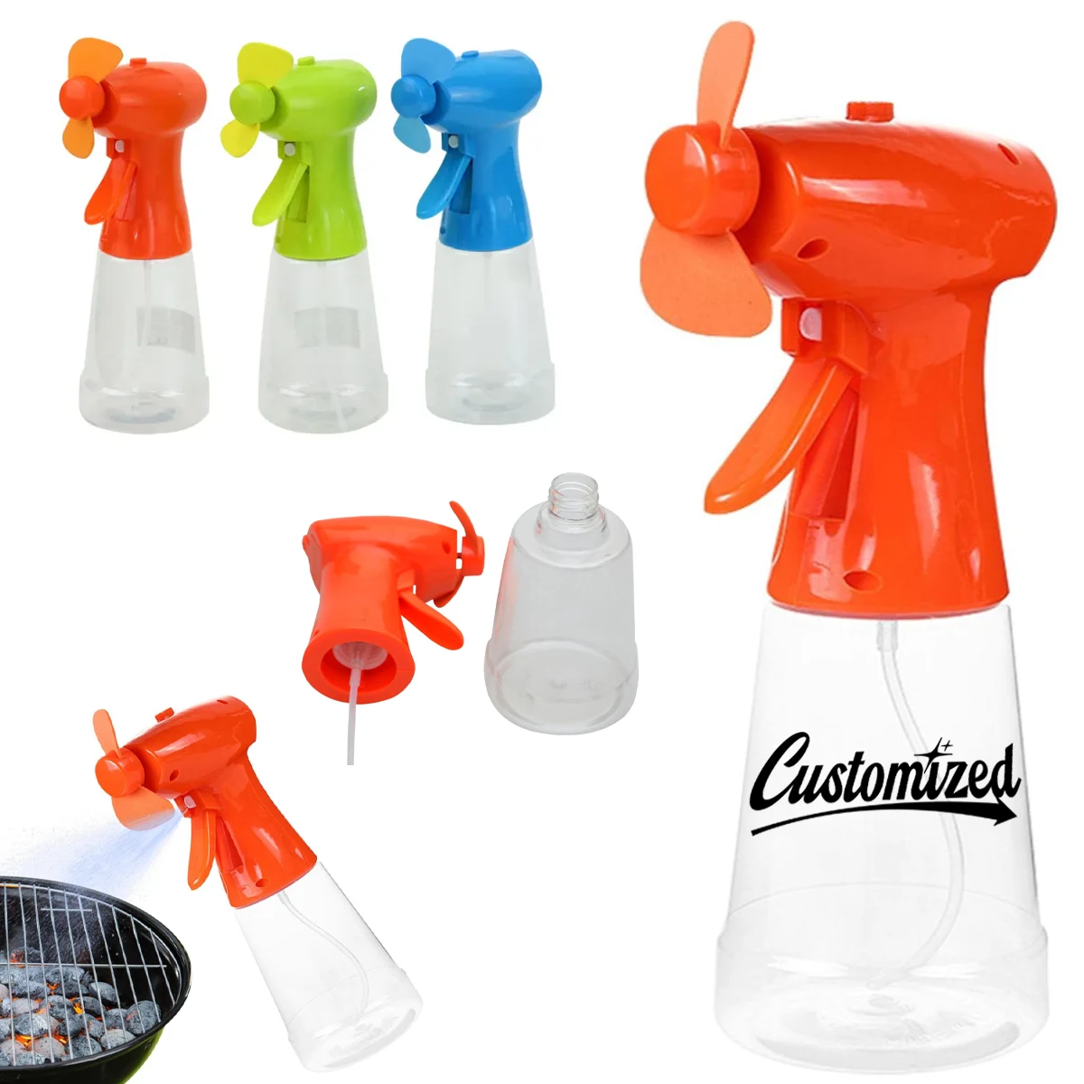 Handheld Misting Spray Fan Bottle with Manual Trigger 1