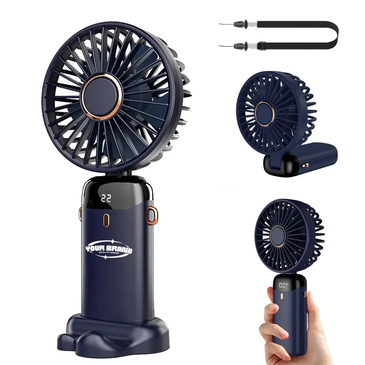 Portable USB Rechargeable with LED Display Handheld Fan 1