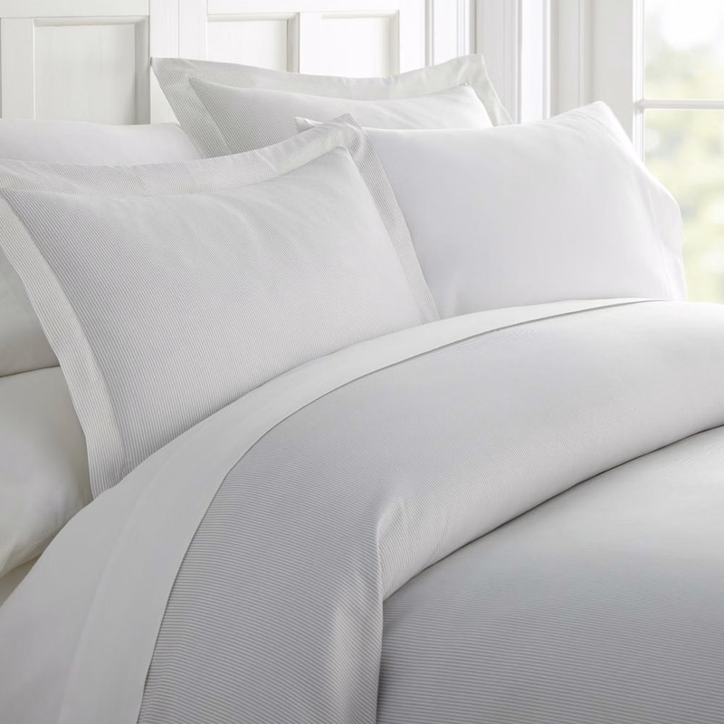 Duvet Cover Sets - Gray Pinstripe Twin 2 Piece