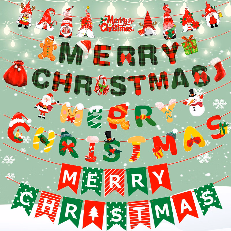 Popular Christmas Decoration Banner Shopping Mall Store Activity Scene Layout New Year's Eve Dress U