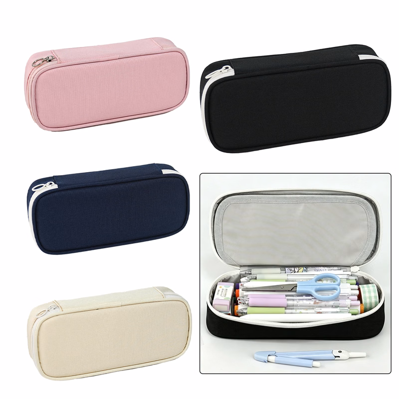 Three-layer Solid Color Study Pencil Case