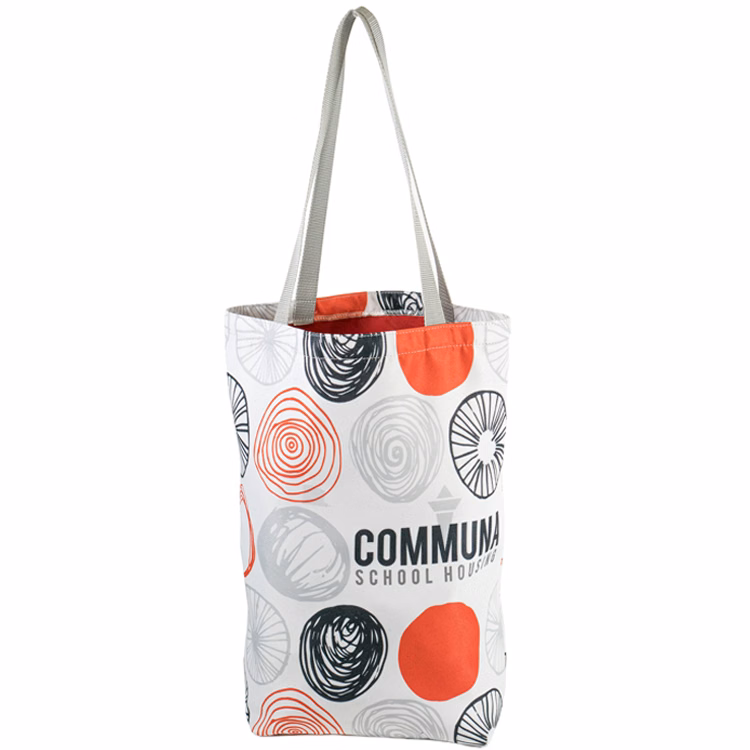 Large Tall Bottom Gusset Inside Color Lining Tote (18"H x 16"W x 6"D)