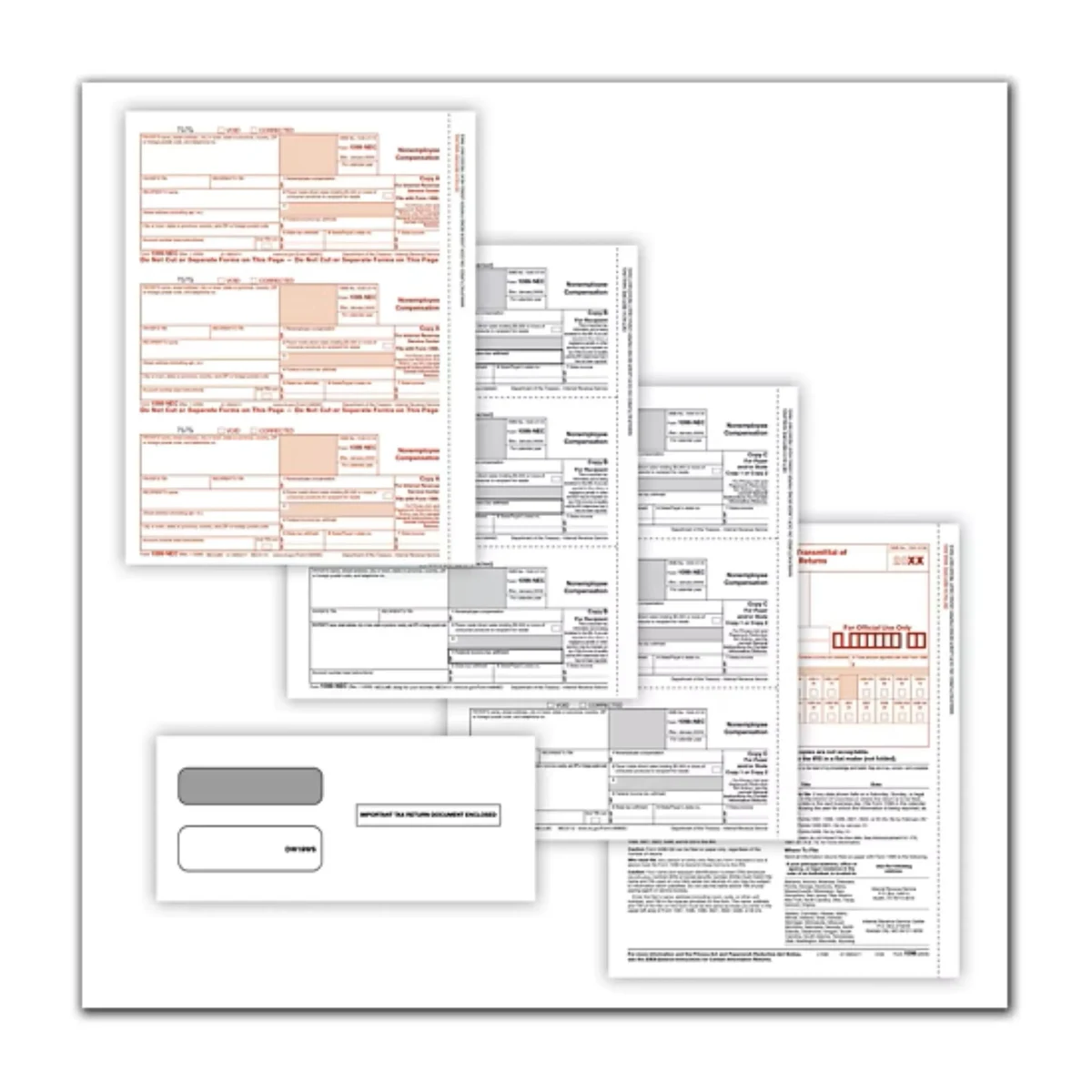1099 NEC Laser Set - 3 Parts W/ Envelopes-50sets/Pk 1