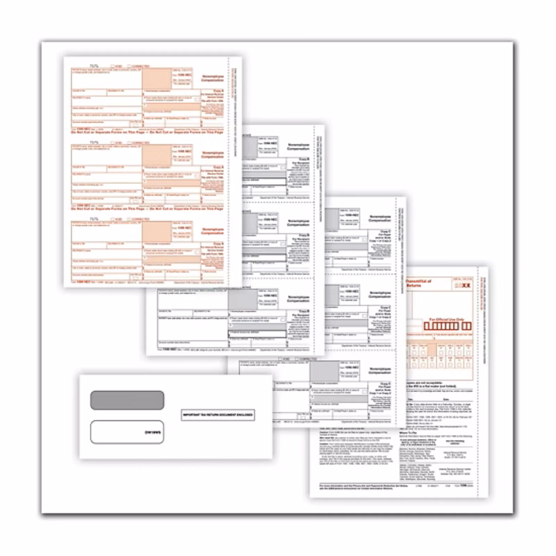 1099 NEC Laser Set - 3 Parts W/ Envelopes-50sets/Pk