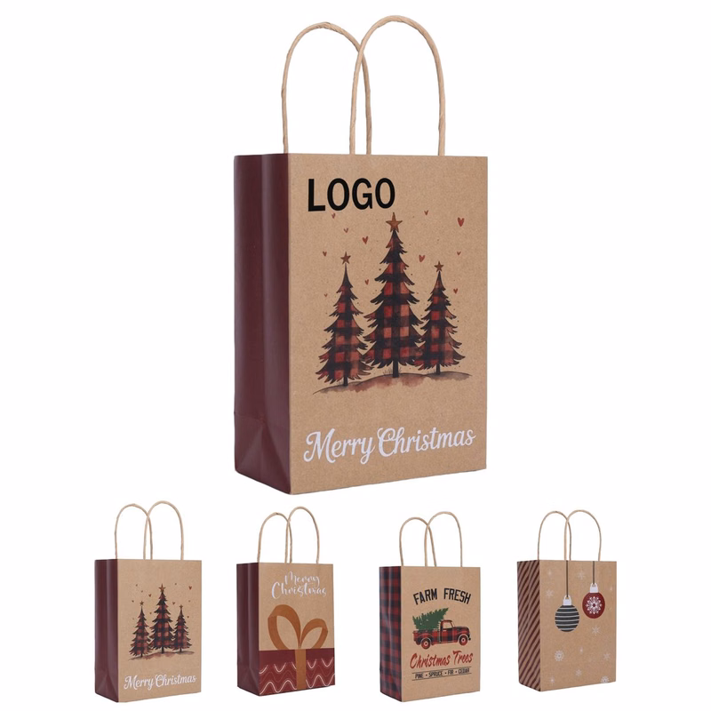 MOQ 50 Piece Christmas Kraft Paper Bag