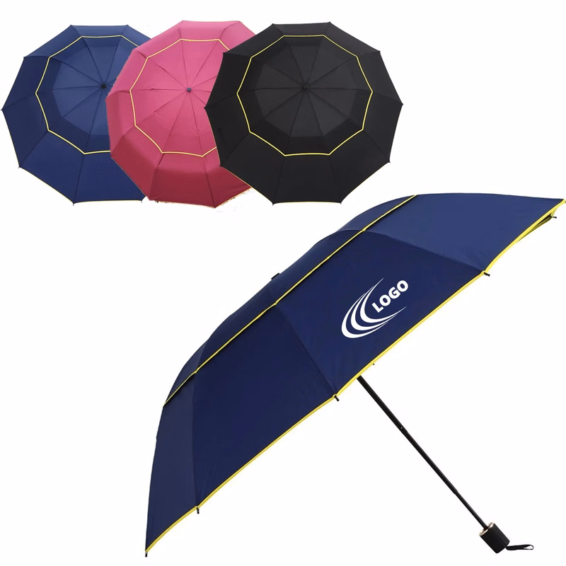 Double Canopy Vented Waterproof Folding Umbrella