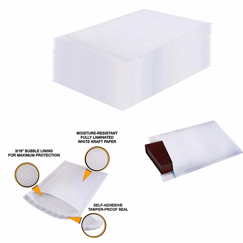 White Kraft Bubble Mailer Waterproof Envelope Bag