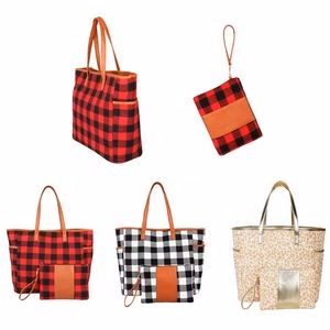 Women Large Buffalo Plaid Purses Canvas Tote Handbag