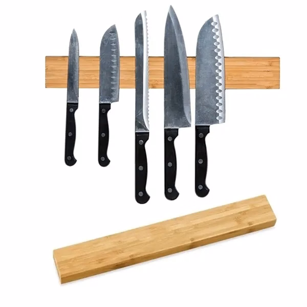 Bamboo Magnetic Knife Rack - Wall-Mounted Organizer