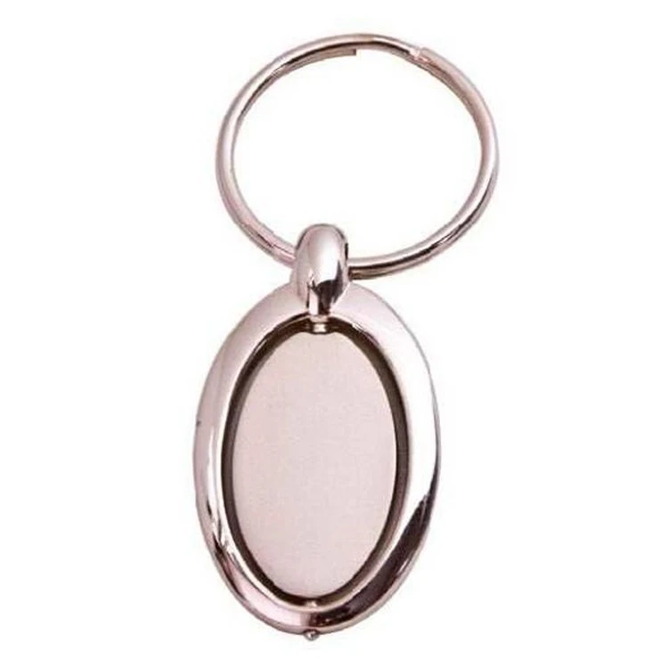 Die Cast Zinc Keychain- Oval w/ Swivel Center - 52Mmx35Mmx7Mm 1