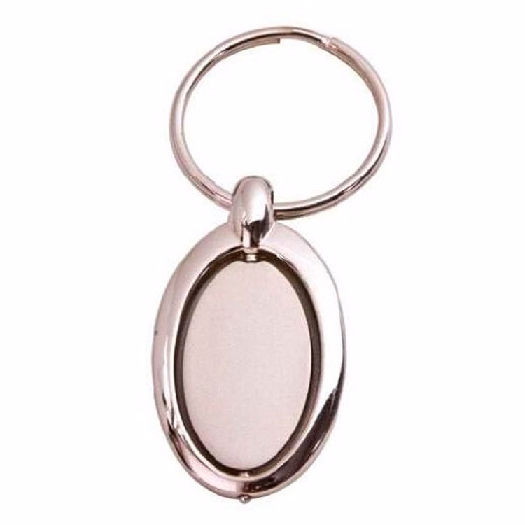 Die Cast Zinc Keychain- Oval w/ Swivel Center - 52Mmx35Mmx7Mm