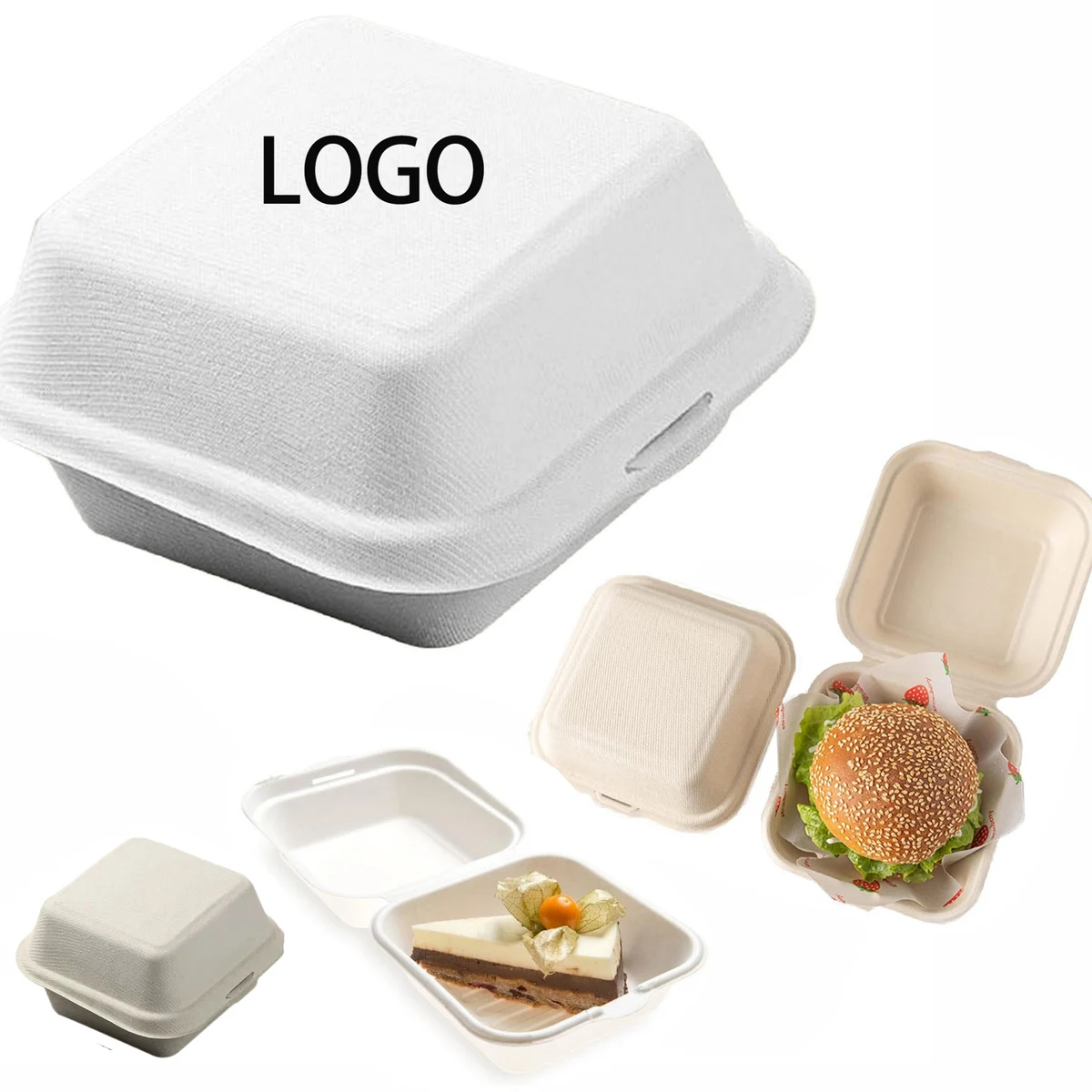 Eco-Friendly Biodegradable Burger Box With Lid MOQ 100pcs 1