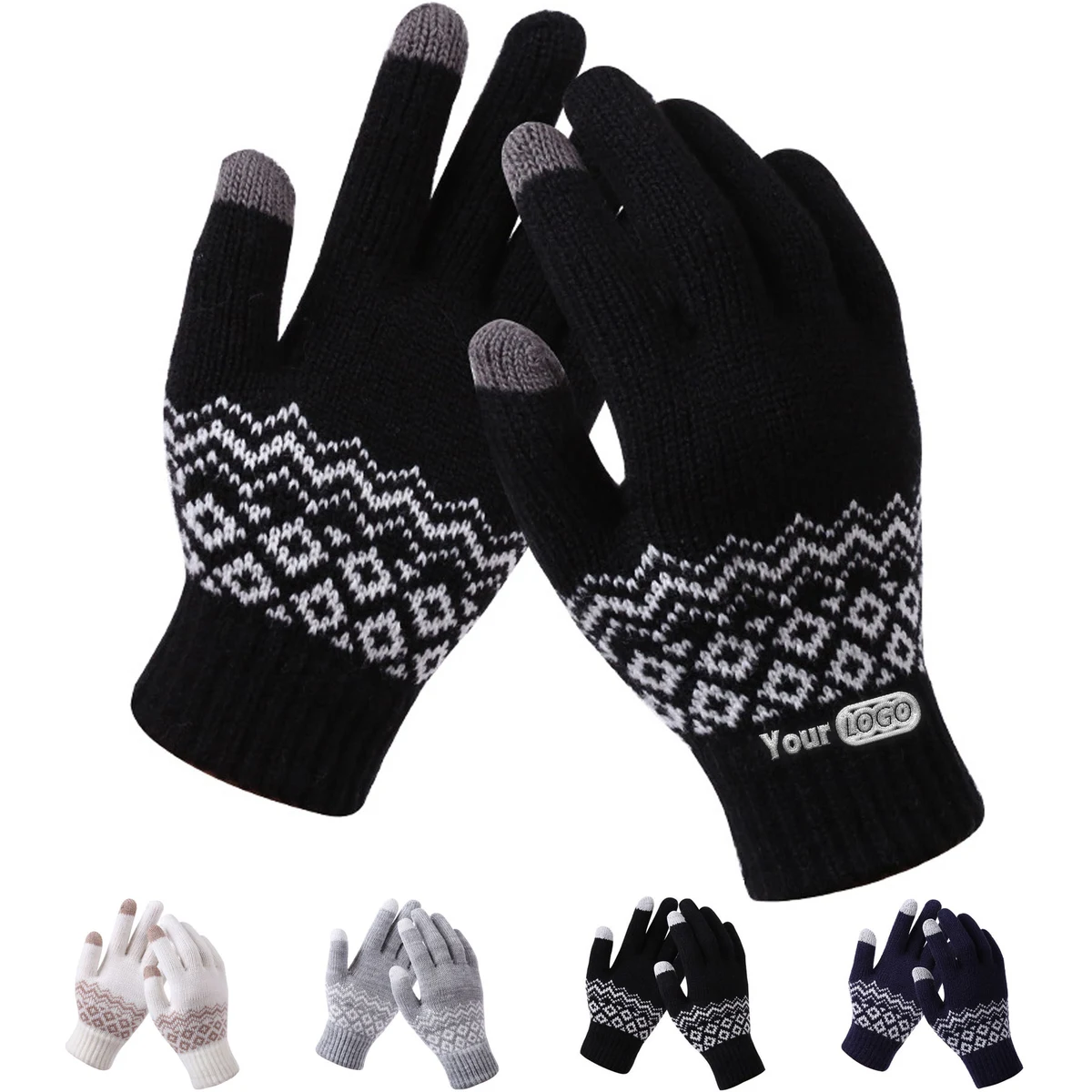 Adult Jacquard Knit Gloves 1
