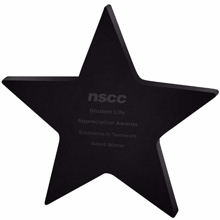 Black Star Paper Weight (5"x 5"x 3/8") Laser Engraved