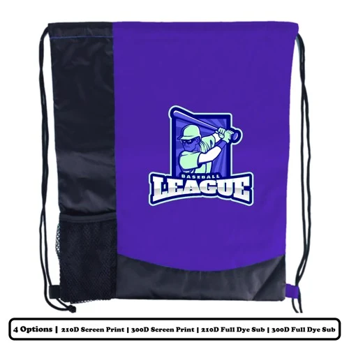 Solid Multi-Panel Polyester Drawstring Bag With Bottle Holder - Screen Print, Heat Press 1
