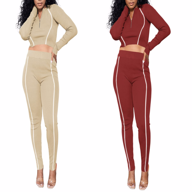 Solid Color Reflective Strip Long-sleeved Suit